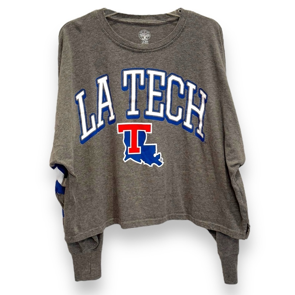 Rivalry Threads Size XL (16-18) Louisiana Tech Long Sleeve Cropped Tee EUC
